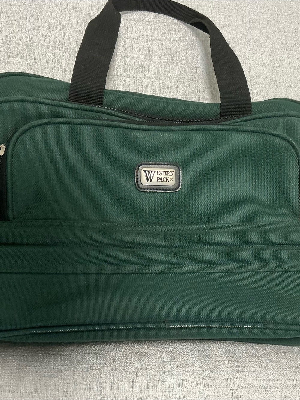 Vintage Western Pack Forest Green Canvas Duffle Travel Carry On Bag Luggage